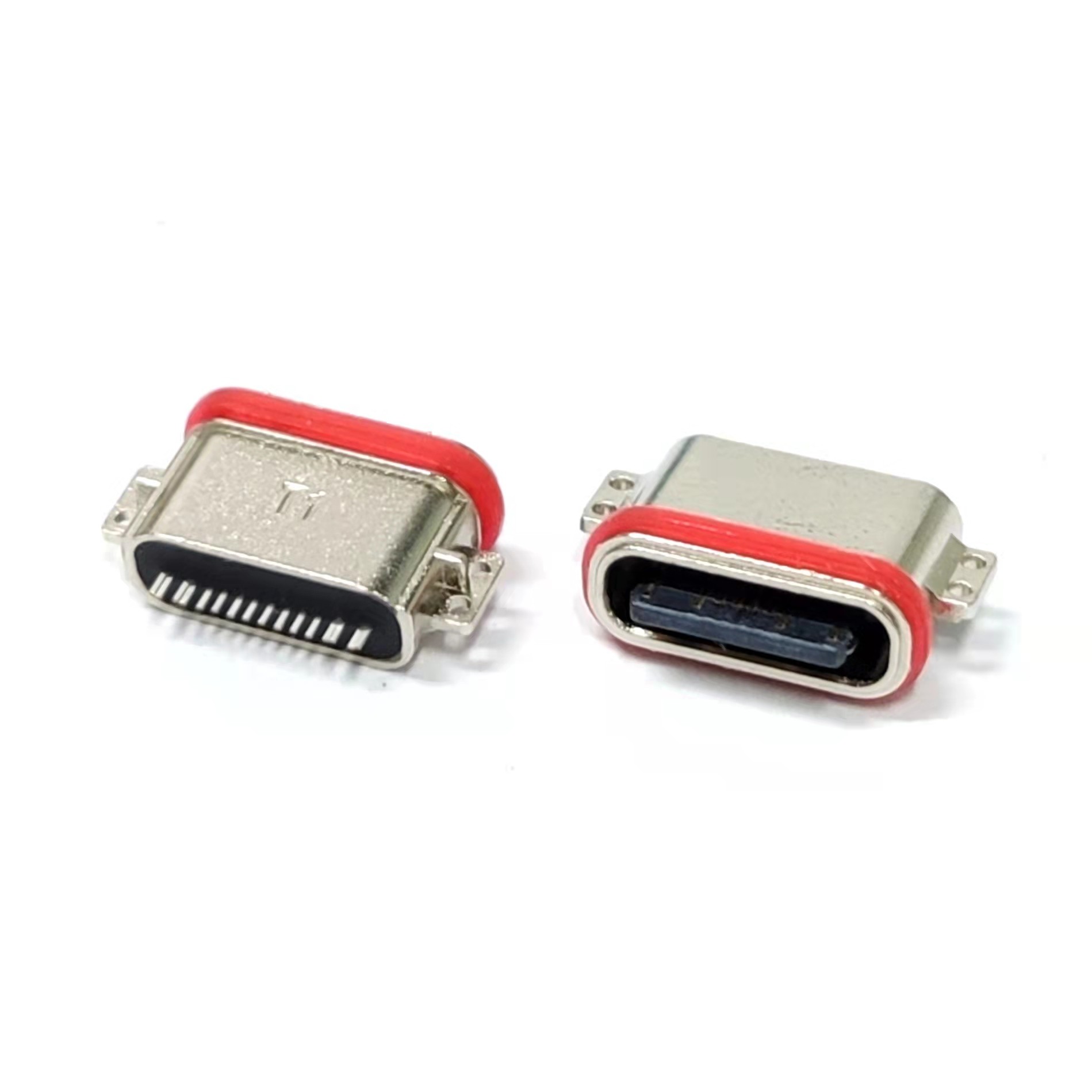 TYPE-C 16P防水母座 两脚沉板0.8/1.2/1.6 U型口粉末冶金成品